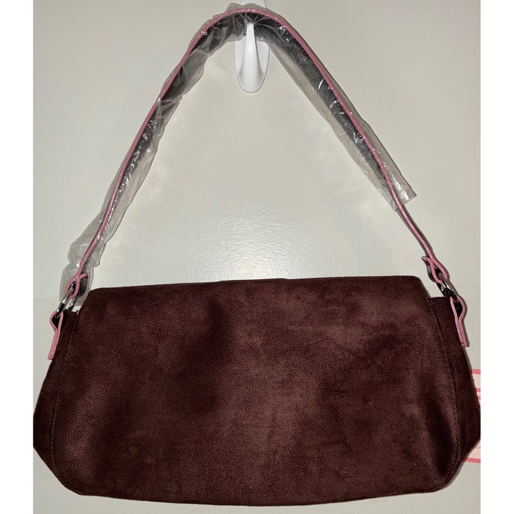 Liz Claiborne Realities Shoulder Bag Women Small Brown Pink Y2K Buckle Baguette - Picture 2 of 6